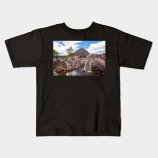 River Coupall falls beneath Buachaille Etive Mor Kids T-Shirt